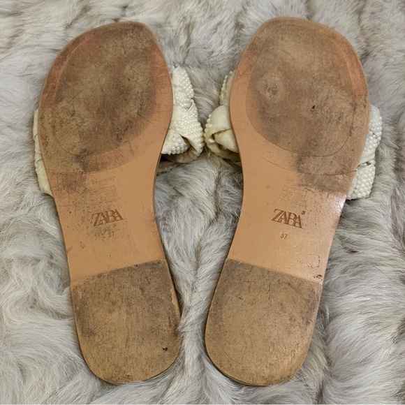 Zara Cream Woven Sandals - Picture 7 of 8